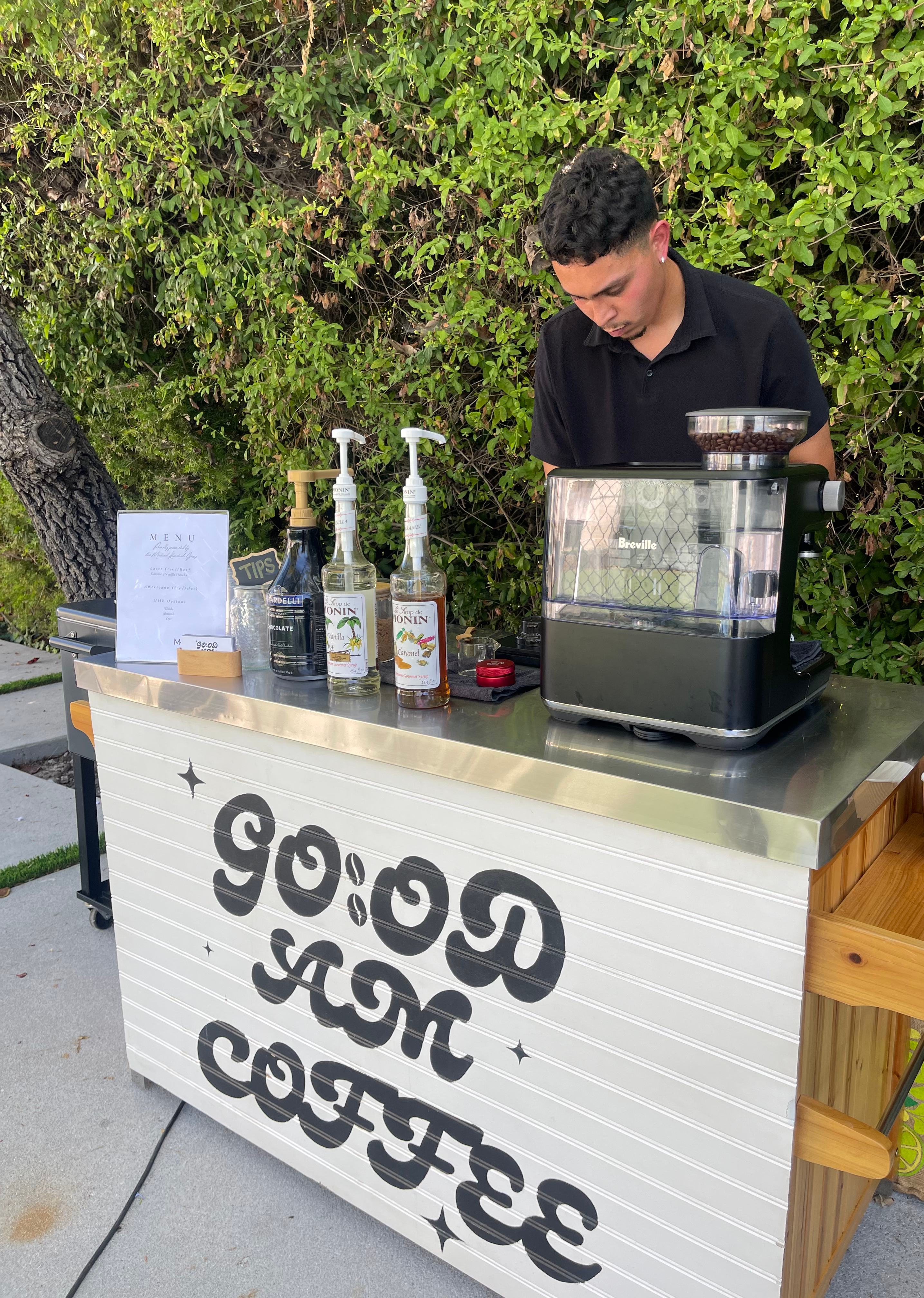 Go:od AM Coffee cart set up outdoors